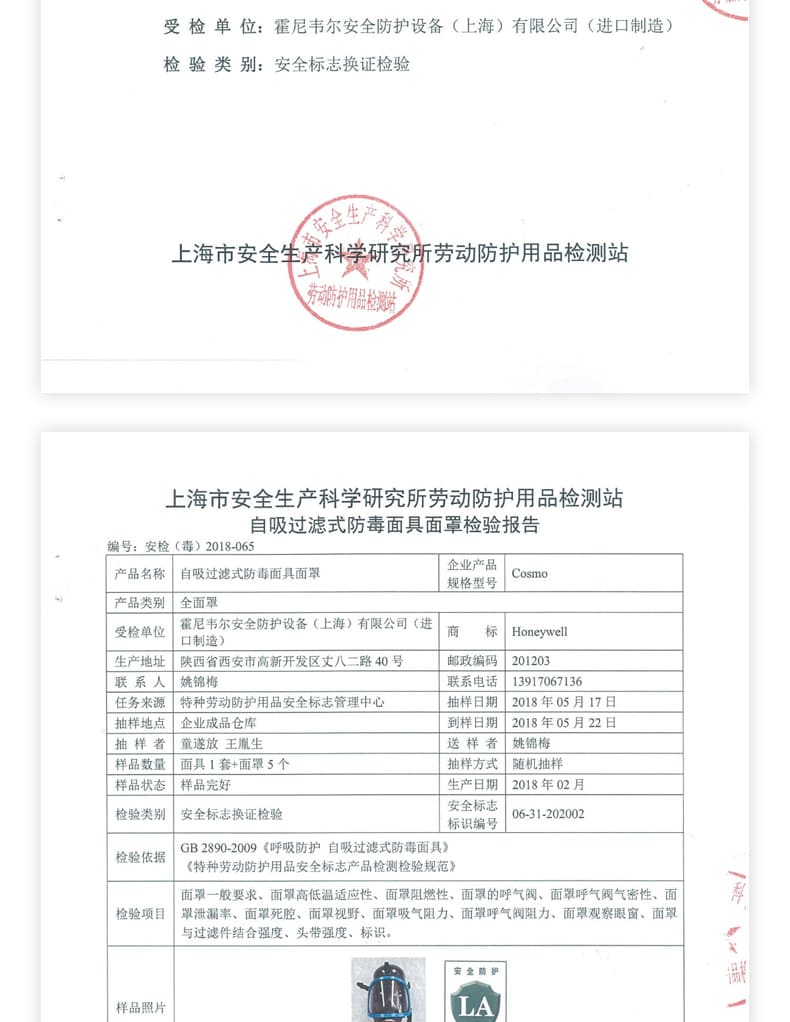 霍尼韦尔（Honeywell） 1710643 Cosmo EPDM单罐全面罩防毒面具 (蓝色)